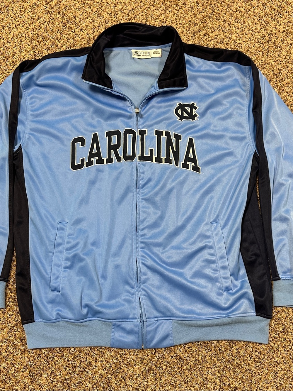 Majestic UNC Tarheels Carolina Light Blue and Navy Zip-Up Track Jacket 2XL